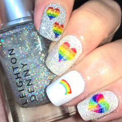 Rainbow Heart Nail Art