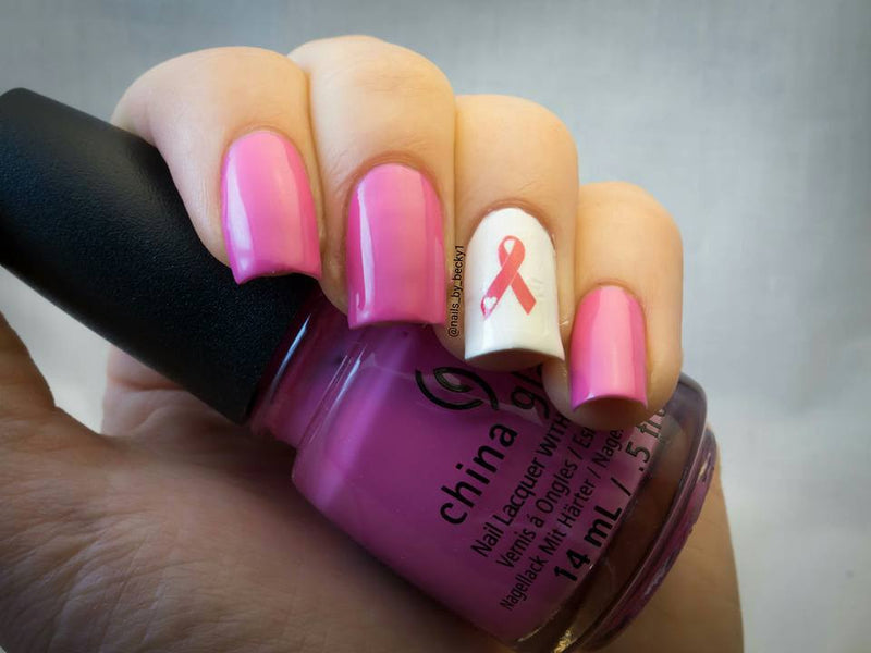 Breast Cancer Awareness Nail Art c1