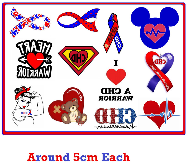 Coronary Heart Disease (CHD)  Awareness Temporary Tattoos
