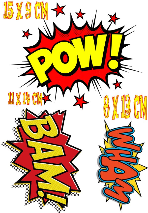 Comic Words Iron On Transfers