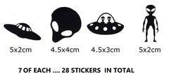 Alien  UFO Vinyl Stickers ( Multiple colours to choose from )