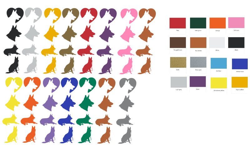 Alsatian German Shephard Dog Vinyl Stickers ( Multiple colours to choose from )