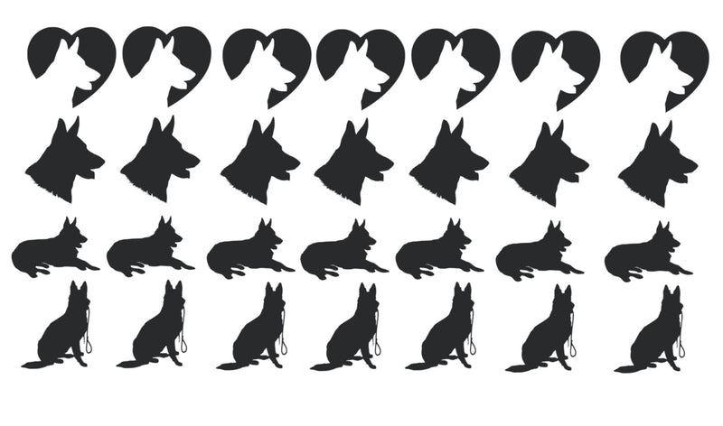 Alsatian German Shephard Dog Vinyl Stickers ( Multiple colours to choose from )