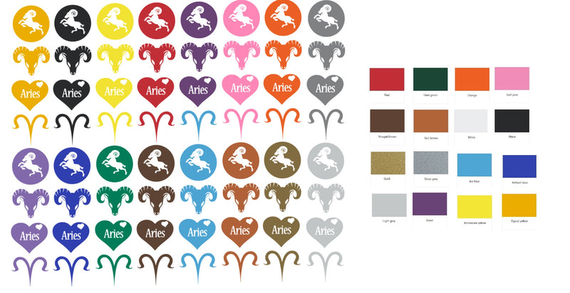 Aries Zodiac  Vinyl Stickers ( Multiple colours to choose from )