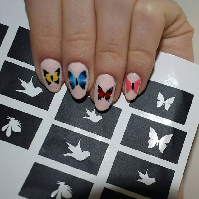 44 Nail Stencils  - Bird Butterfly Wasp
