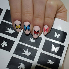 44 Nail Stencils  - Bird Butterfly Wasp