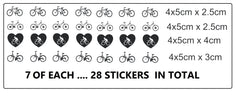 Bike Bicycle Vinyl Stickers ( Multiple colours to choose from )