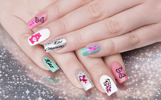 Breast Cancer Awareness Nail Art c2