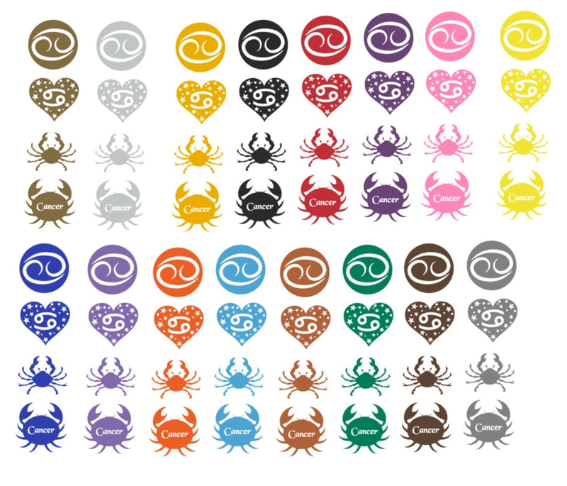 Cancer Zodiac Vinyl Stickers ( Multiple colours to choose from )
