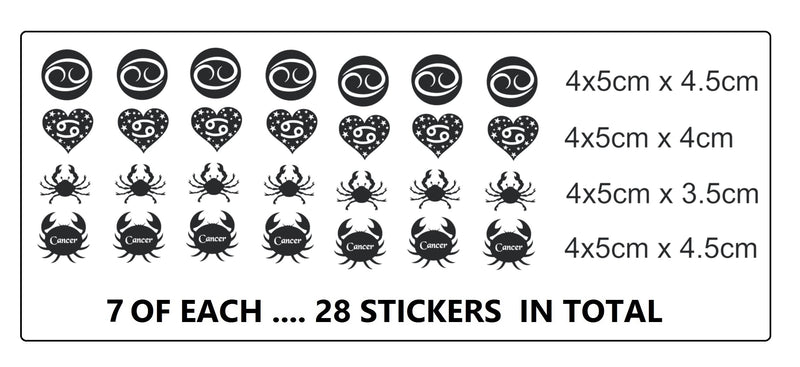 Cancer Zodiac Vinyl Stickers ( Multiple colours to choose from )