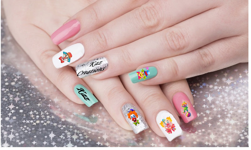 Cute Clown Collection Nail Art Decals