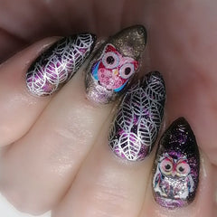 Colourful Owl Nail Art