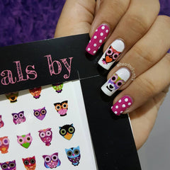 Colourful Owl Nail Art