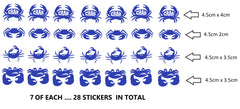 Crab Vinyl Stickers ( Multiple colours to choose from )