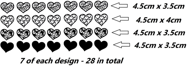Hearts Love Valentines Vinyl Stickers ( Multiple colours to choose from )