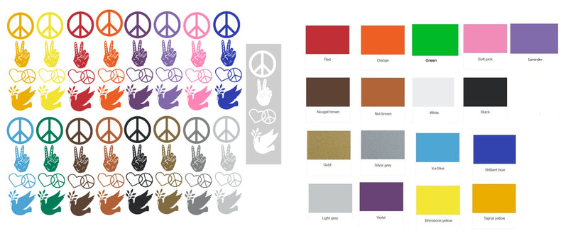 Hippy Love Peace Vinyl Stickers ( Multiple colours to choose from )