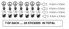 Hippy Love Peace Vinyl Stickers ( Multiple colours to choose from )