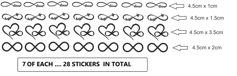 Infinity  Vinyl Stickers ( Multiple colours to choose from )