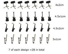Musical Instruments  Vinyl Stickers ( Multiple colours to choose from )