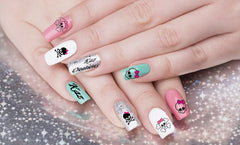Pink Bow Skull Nail Art