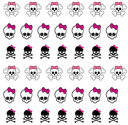 Pink Bow Skull Nail Art