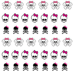 Pink Bow Skull Nail Art