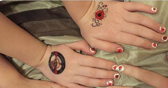 Remembrance Day Poppy  Temporary Tattoos