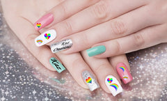 Rainbow Heart Nail Art