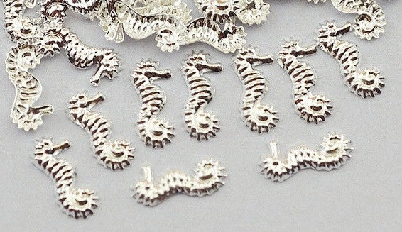 Silver Seahorse Nail Gems  ( Pack of 20 ) Collection 31