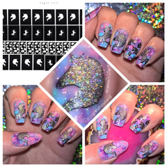 36 Nail Stencils style 136 unicorn