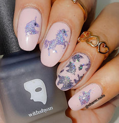 36 Nail Stencils style 136 unicorn