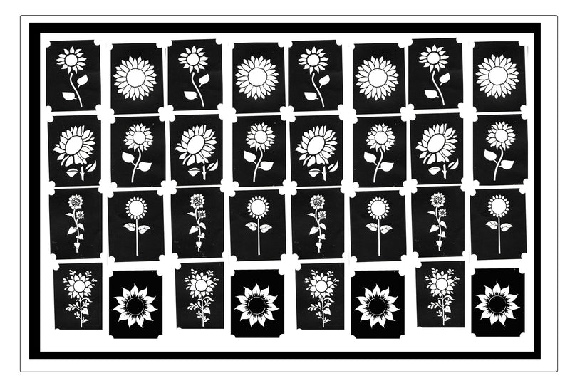 Sunflower Flower Tattoo Body Art  Stencils c2